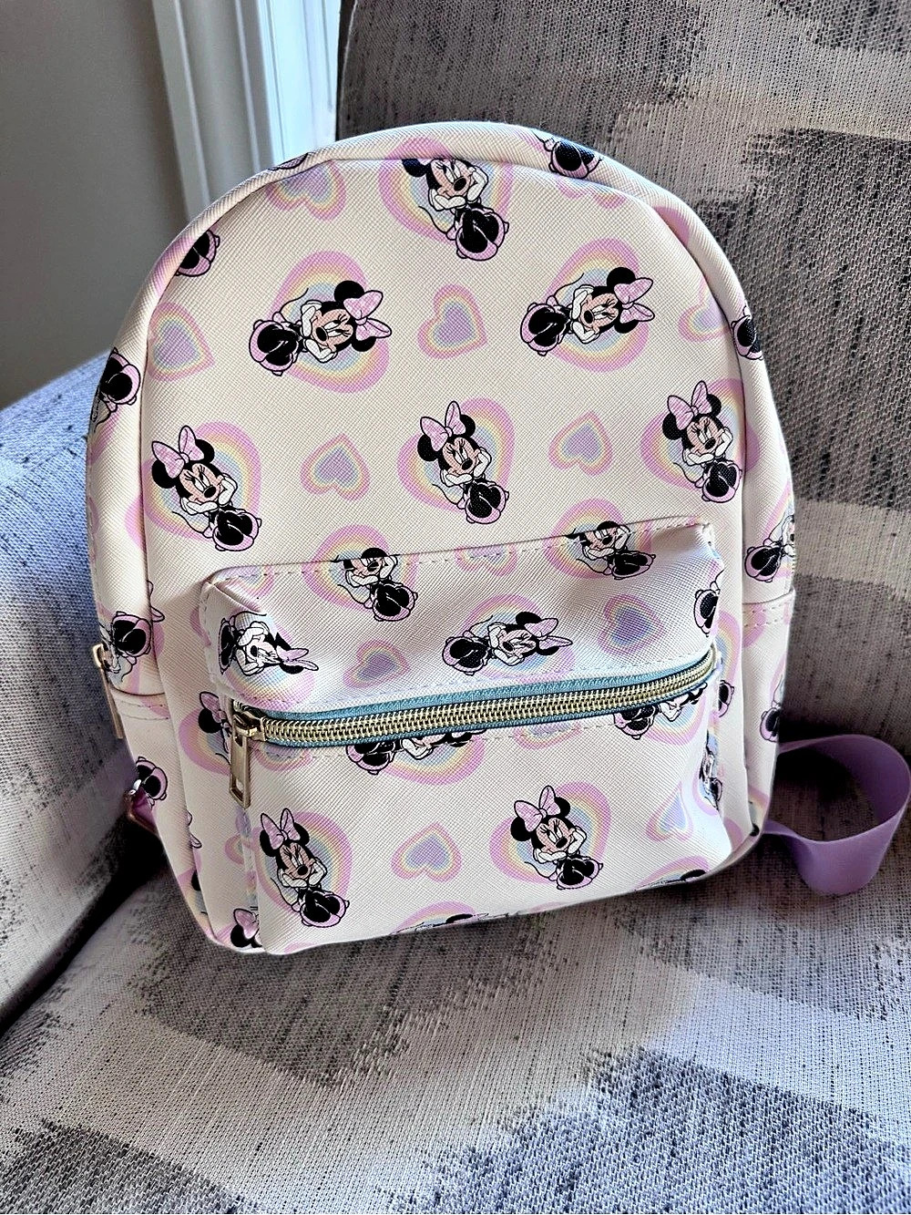 Minnie Mouse Pastel Print Small Backpack in Pink & White